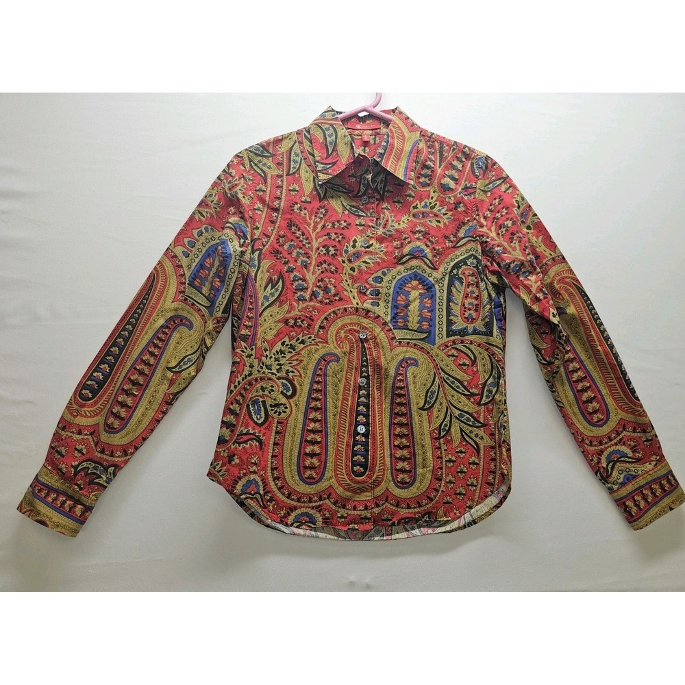 Vtg 90s Anne Klein Blouse Womens 6 Paisley Boho Gypsy Festival Poetcore Funky